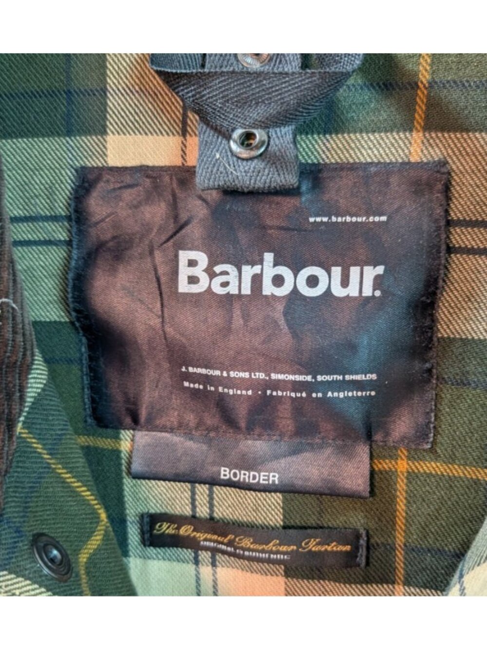 Vtg Barbour Ashby Wax Waterproof Olive Green Country Rain Jacket Coat Tartan - Picture 6 of 10
